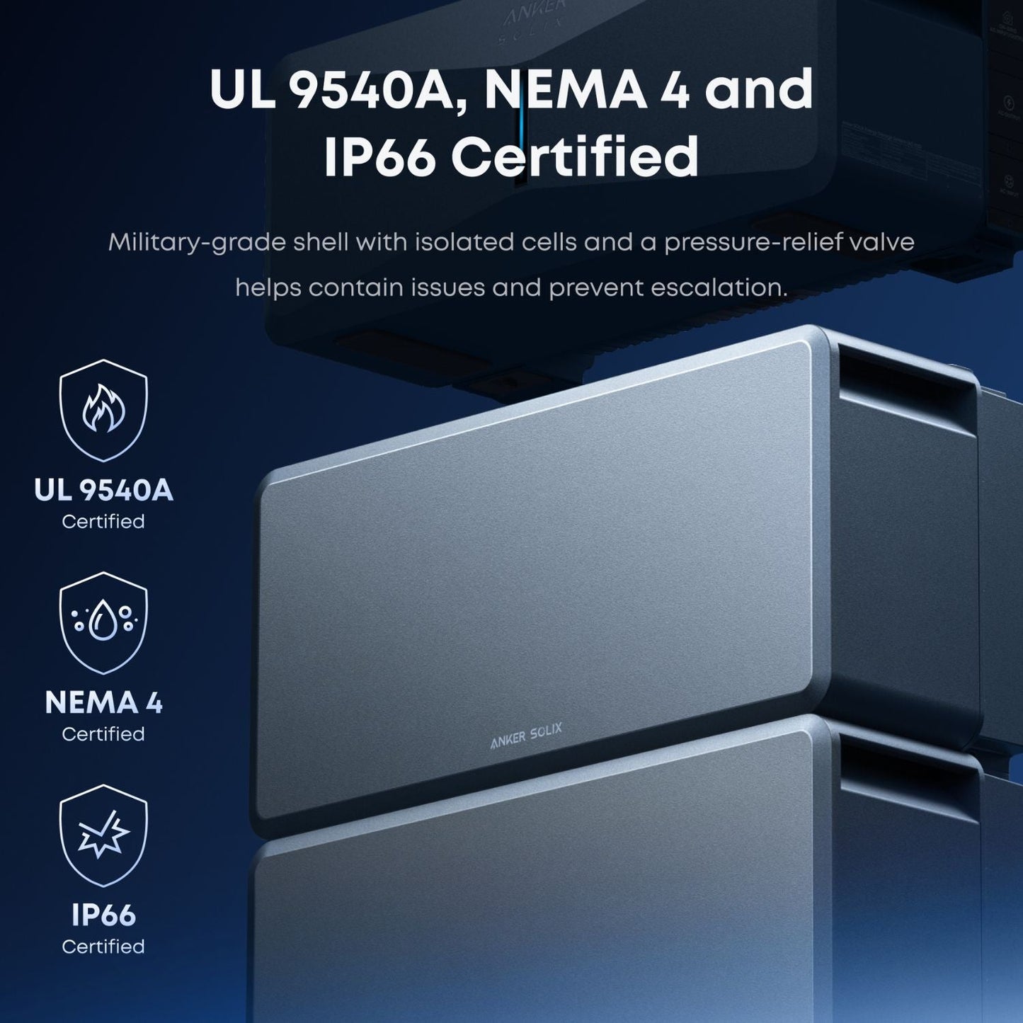 Anker SOLIX E10 Battery Module with UL 9540A, NEMA 4 and IP66 Certified