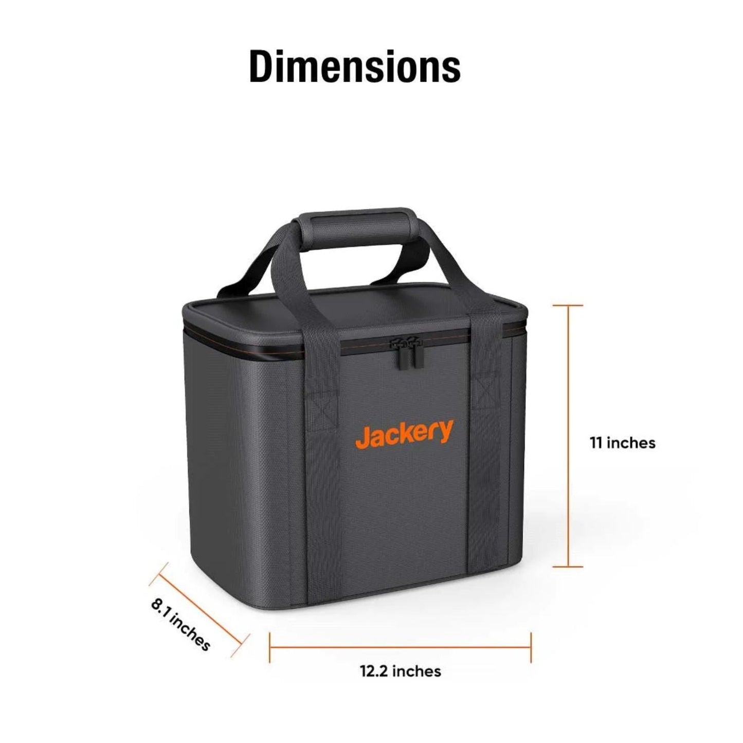Jackery Upgraded Carrying Case (S) with dimensions on a white background