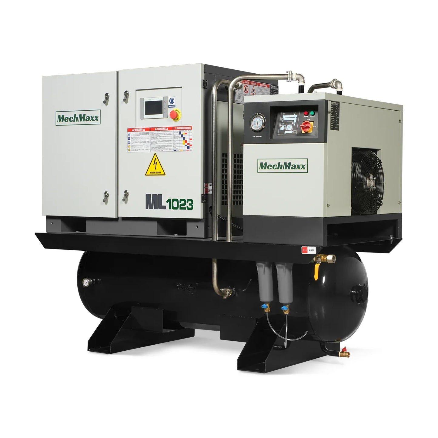 MechMaxx ML10 Air Compressor 10HP Rotary Screw with Dryer 66-Gal ASME Tank 32 CFM 116 PSI 230V 3-Phase Industrial Grade New
