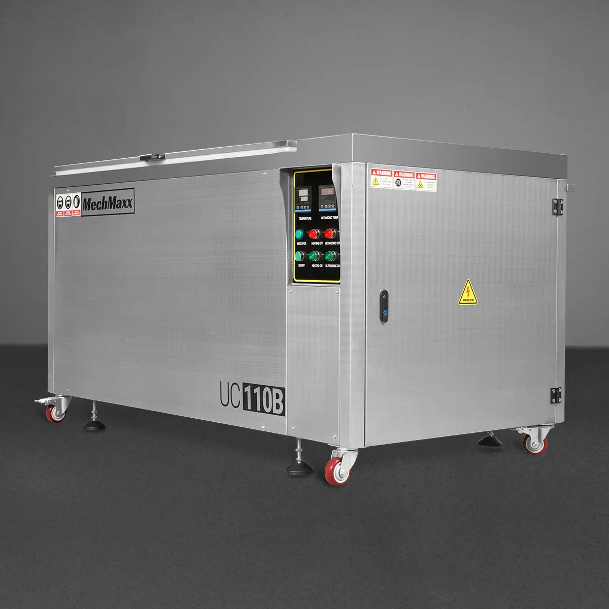 MechMaxx UC110B Ultrasonic Cleaner 114 Gal 432L Heavy Duty Industrial Parts Washer 28kHz 60 Transducers SS304 Tank 10kW Heater 208-240V 3 Phase Power New
