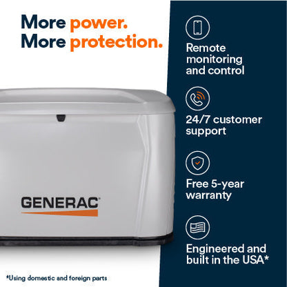 Generac 7258 14kW Standby Generator Propane Natural Gas 1 Phase 240V with Cellular Connectivity