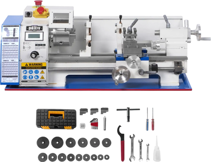 MechMaxx 0831V Metal Lathe 8" x 16" Benchtop Mini High Precision Brushless Motor Variable Speed 1.5 HP 0-2500 RPM 1.5" Spindle Bore New