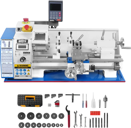 MechMaxx 0831VD Metal Lathe 8" x 16" Benchtop Mini Lathe DRO 1.5 HP Variable Speed 1.5" Spindle Bore New