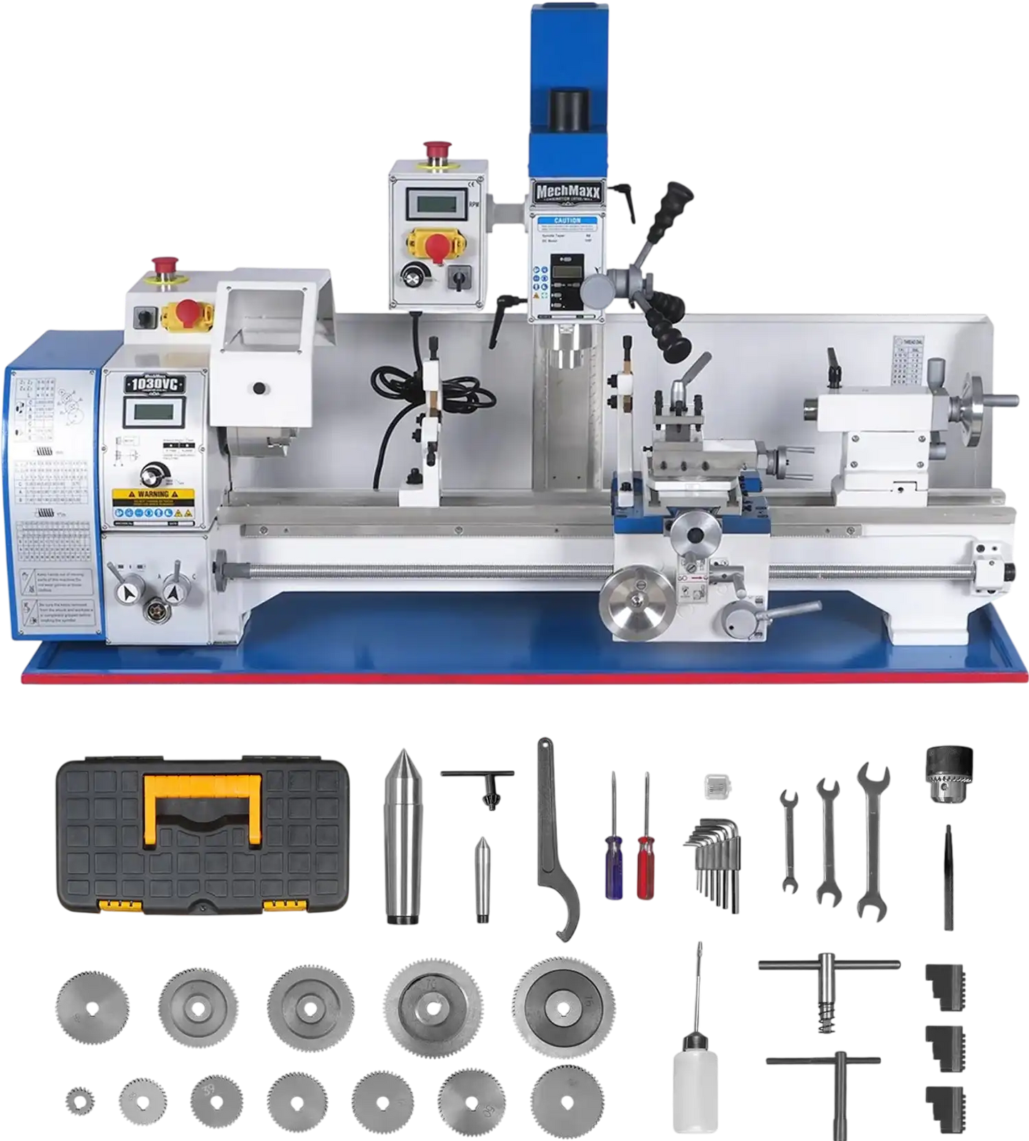 MechMaxx 1030VC Combination Lathe Milling Machine 1.5 HP 10" x 30" Variable Speed Benchtop Metalworking Drilling High Precision New