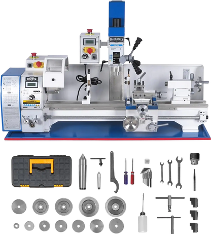 MechMaxx 1030VC Combination Lathe Milling Machine 1.5 HP 10" x 30" Variable Speed Benchtop Metalworking Drilling High Precision New