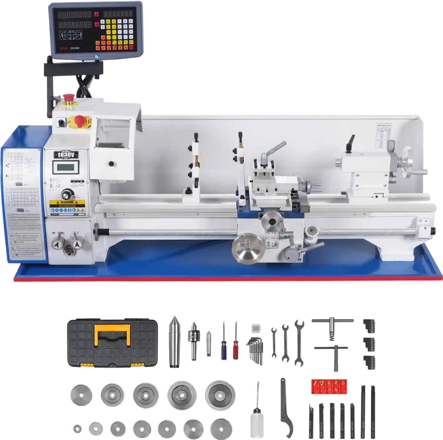 MechMaxx 1030VD Metal Lathe 10 x 30" Benchtop Variable Speed DRO 1.5 HP 0-2000 RPM High Precision 1.5" Spindle Bore New