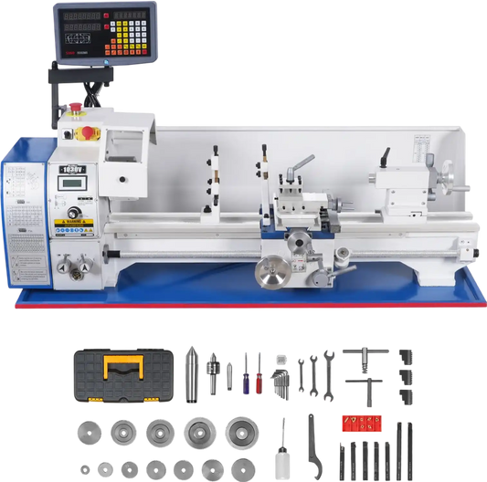 MechMaxx 1030VD Metal Lathe 10 x 30" Benchtop Variable Speed DRO 1.5 HP 0-2000 RPM High Precision 1.5" Spindle Bore New