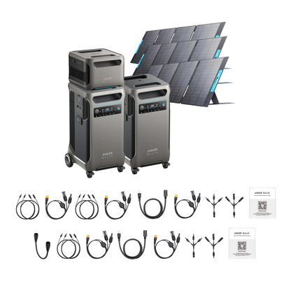 2 x SOLIX F3800 + Double Power Hub + 1 x Expansion Battery + 3 x 400W Portable Solar Panel Inclusions