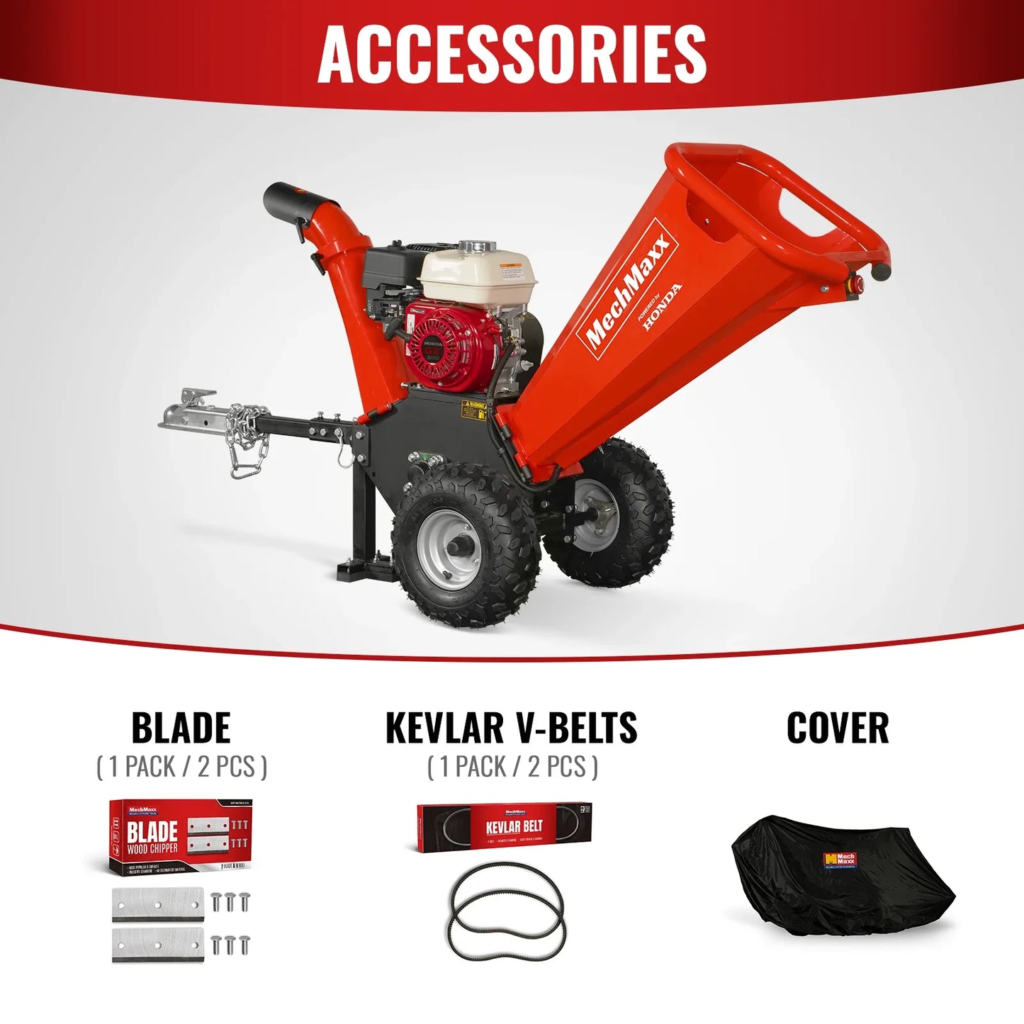MechMaxx GS650 Wood Chipper Honda GX200 Gasoline Engine Powered 4" New