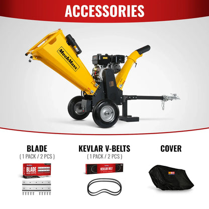 MechMaxx GS1500 Wood Chipper 5" Electric Start DUCAR 420cc Gasoline Engine Powered New