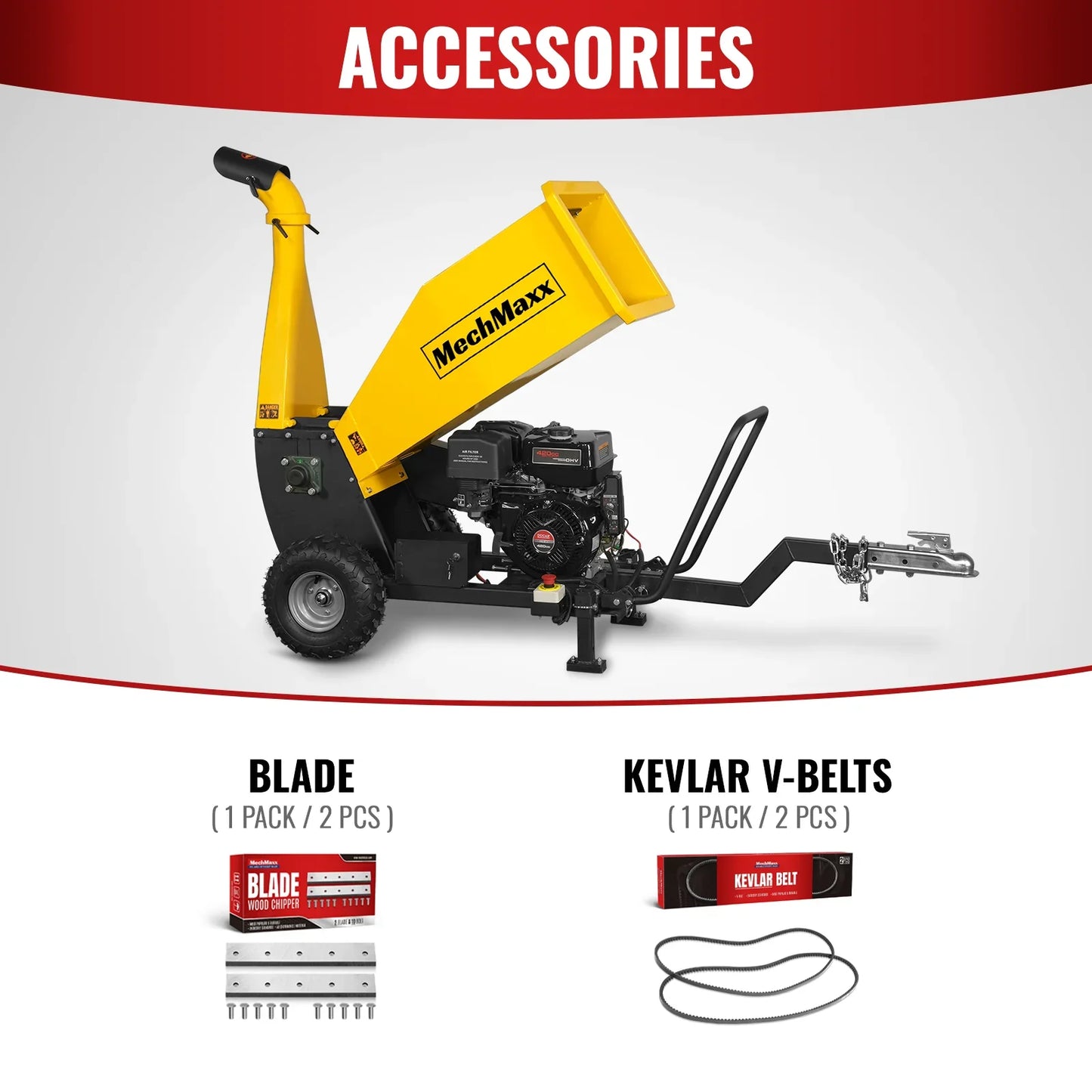 MechMaxx PGS1500 Wood Chipper 5" Electric Start DUCAR 420cc 15 HP Gasoline Engine Powered Drum with Towbar New