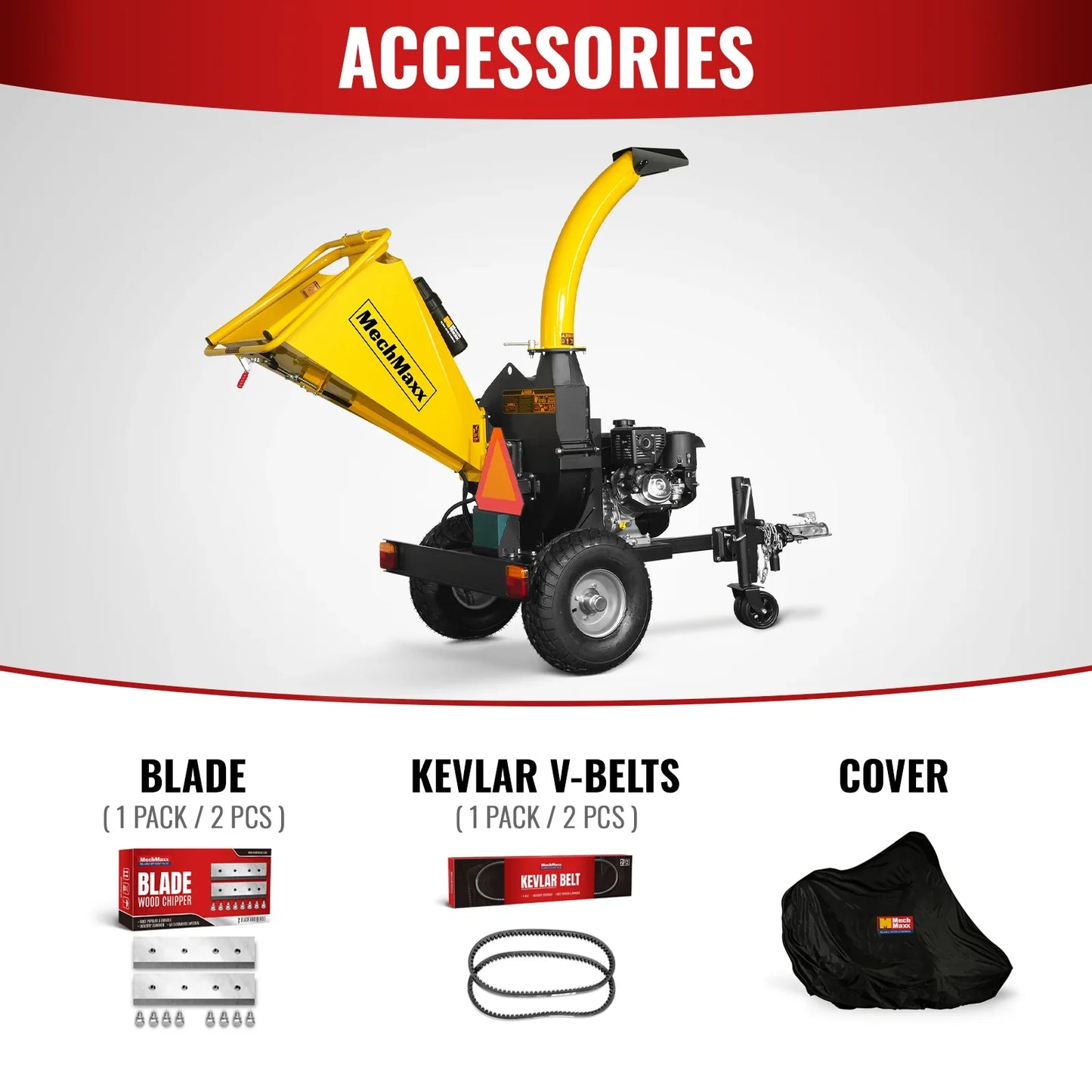 MechMaxx P4205 Wood Chipper 5" Electric Start KOHLER 429cc 14HP Gas Engine Powered Disc with Taillight New