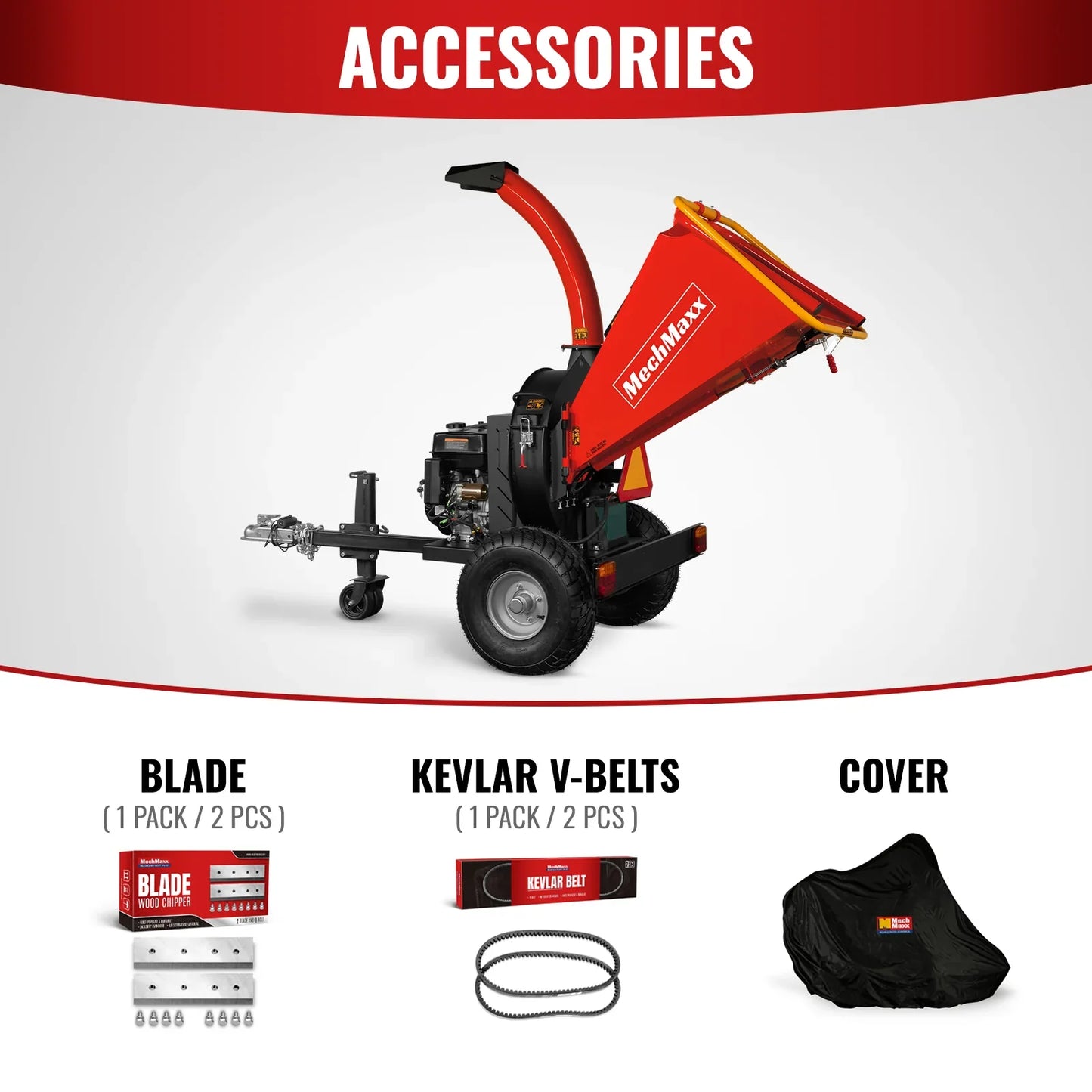MechMaxx P4205 Wood Chipper 5" Electric Start DUCAR 420cc 15HP Gas Engine Powered Disc with Taillight New