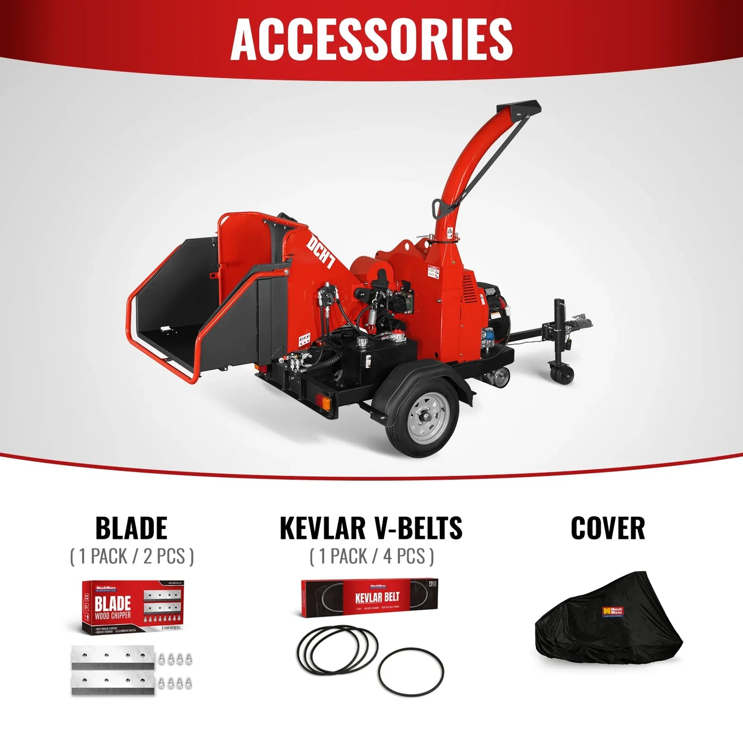 MechMaxx DCH7 Wood Chipper Honda GX690 22HP 688cc Twin Cylinder Gasoline Engine Powered 7" Hydraulic Feeding New