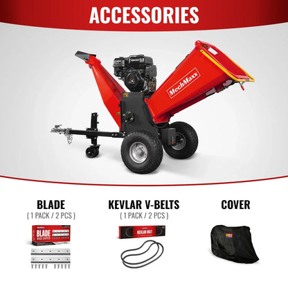MechMaxx P4206 Wood Chipper 6" Electric Start ZONSEN 420cc 13.4HP Gasoline Engine Powered Drum New