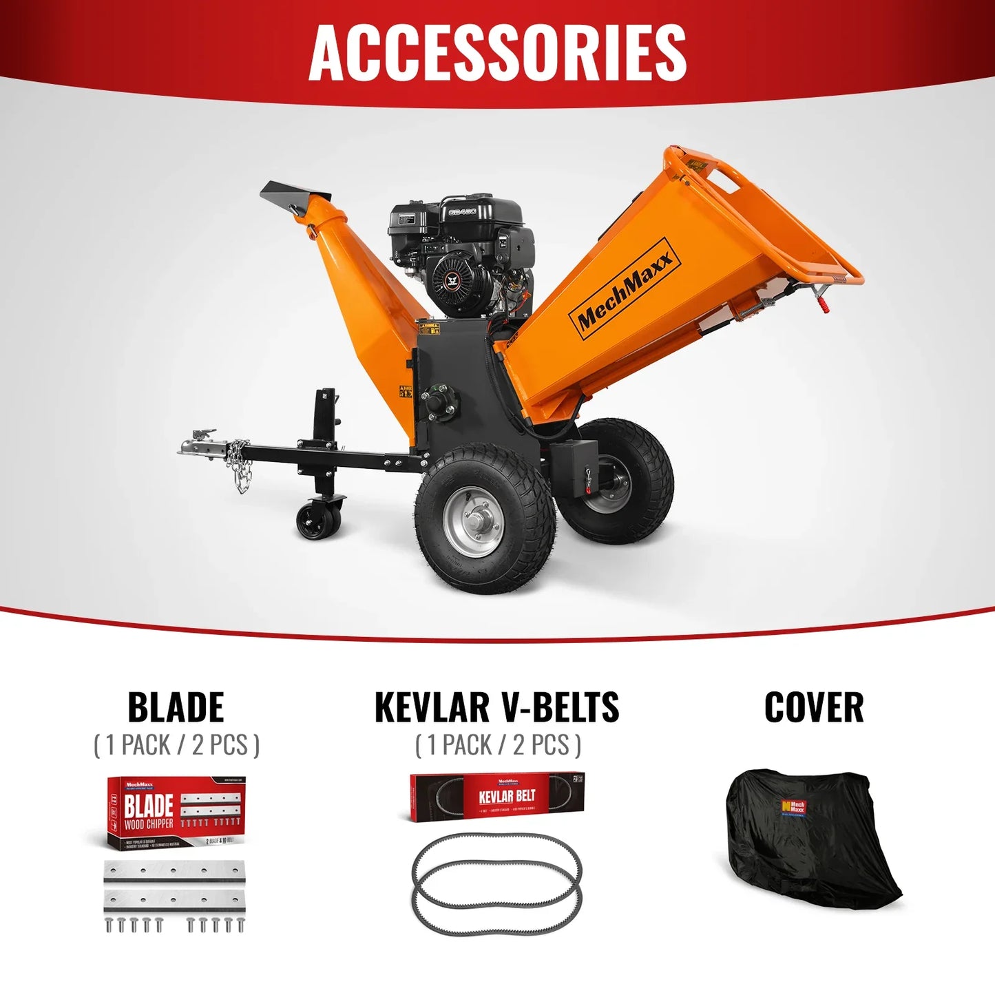 MechMaxx P4206 Wood Chipper 6" Electric Start ZONSEN 420cc 13.4 HP Gasoline Engine Powered Drum New