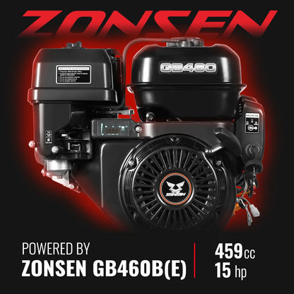 MechMaxx B150 Wood Chipper 6" ZONSEN Electric Start 459cc 15HP Gas Powered 4-Wheel Drum with Taillight New