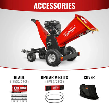 MechMaxx B150 Wood Chipper 6" ZONSEN Electric Start 459cc 15HP Gas Powered 4-Wheel Drum with Taillight New
