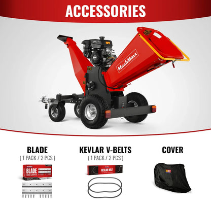 MechMaxx B150 Wood Chipper 6" KOHLER Electric Start 429cc 14HP Gas Powered 4-Wheel Drum with Taillight New