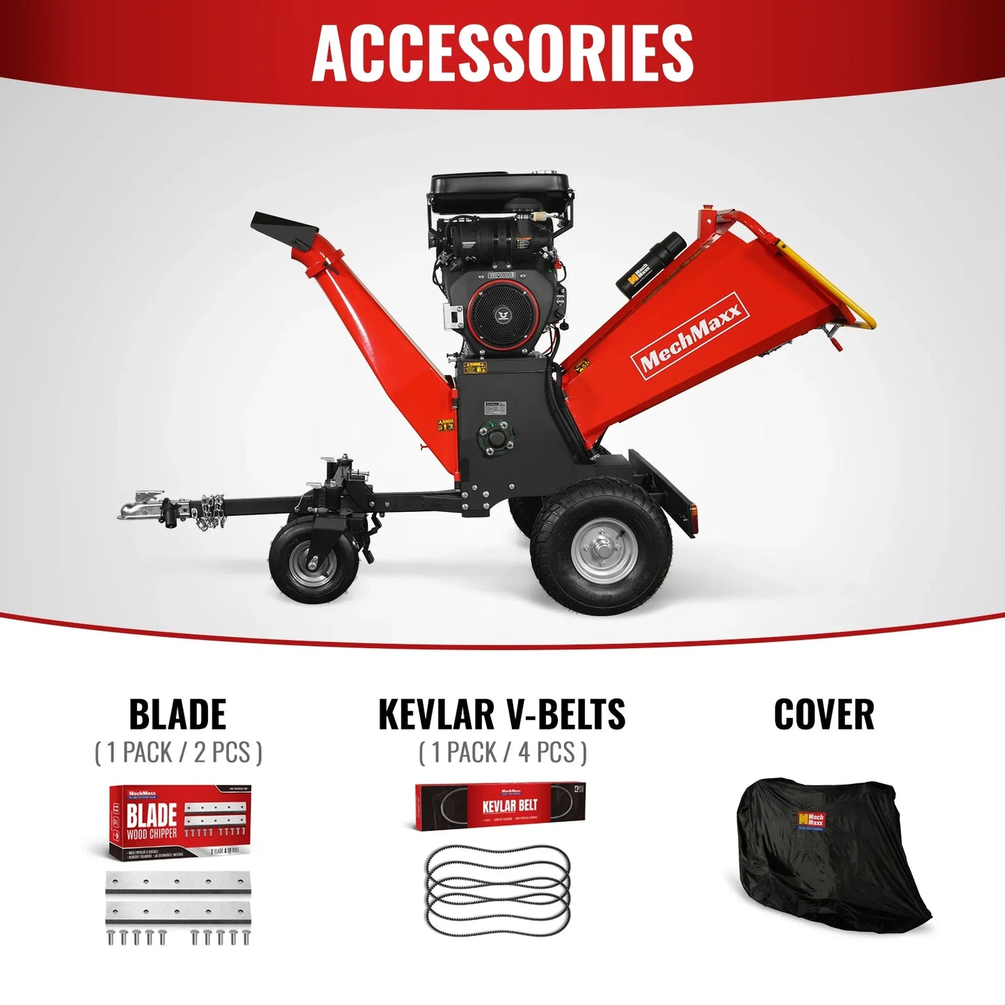 MechMaxx B200 Wood Chipper 8" ZONSEN Electric Start 1000cc 35HP Gas Powered 4-Wheel Drum with Taillight New