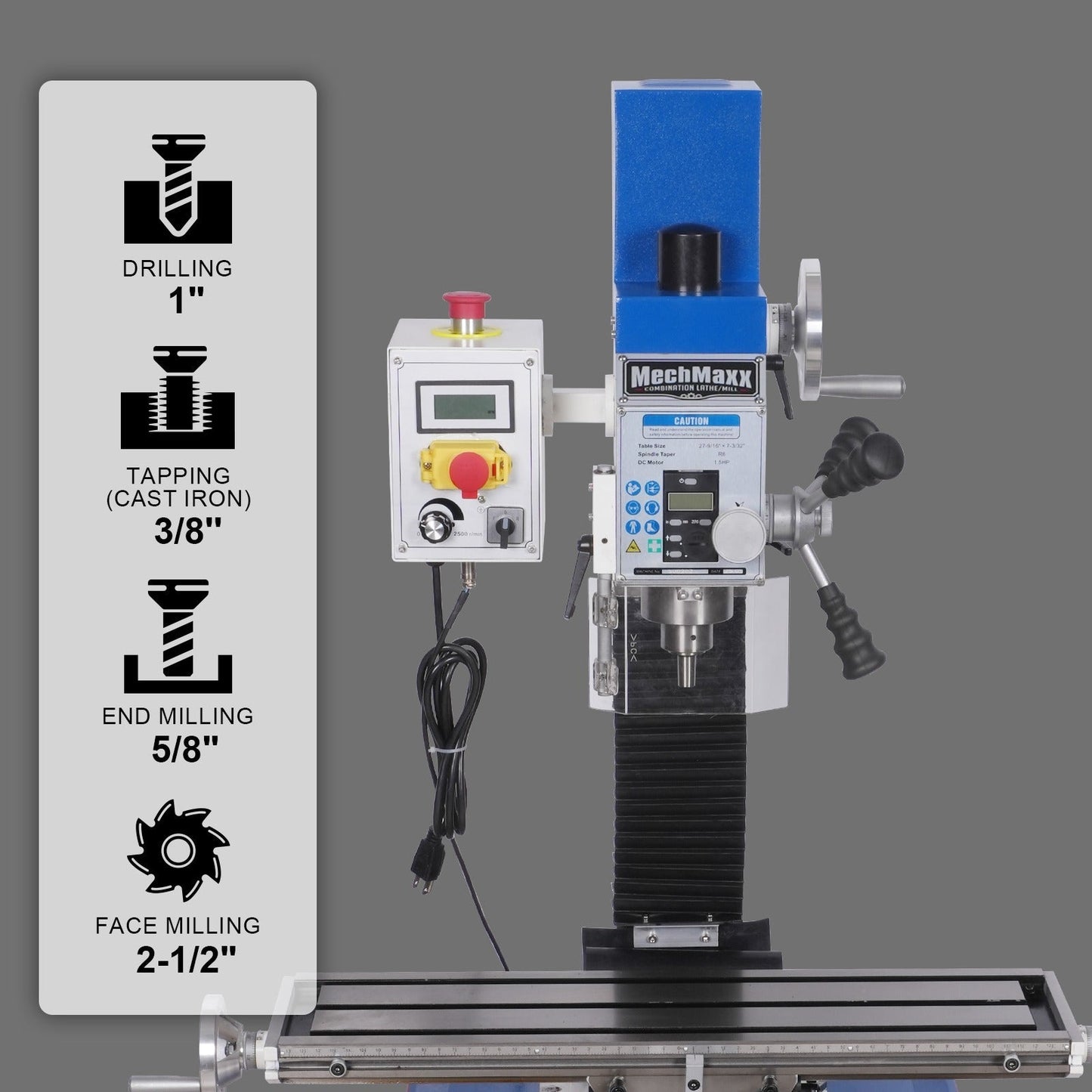 MechMaxx 1130VC Combination Lathe Milling Machine 2 HP 11" x 30" Brushless Variable Speed Benchtop Metalworking Lathe Drilling Machine New