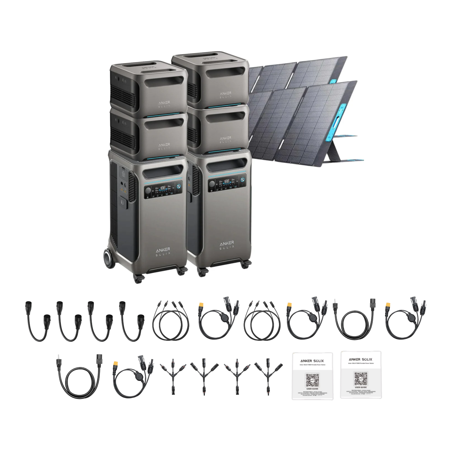 2 x SOLIX F3800 + Double Power Hub + 4 x Expansion Battery + 2 x 400W Portable Solar Panel Inclusions 