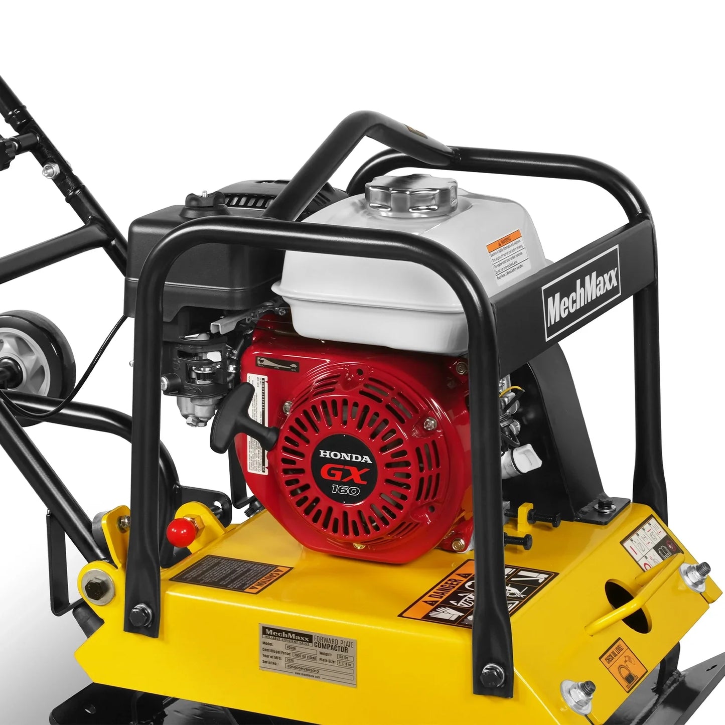 MechMaxx PC90H Plate Compactor Honda GX160 Vibratory with Wheel Kit 3600 lbs Centrifugal Force for Soil Gravel Asphalt Paver Base New