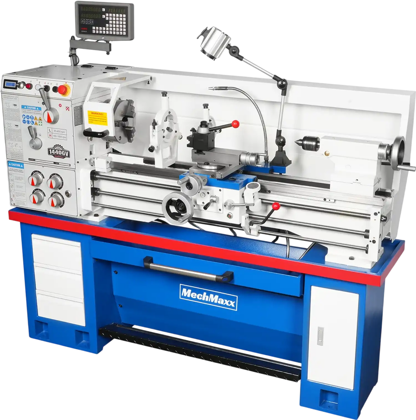 MechMaxx 1440GV+dro Metal Lathe 14 x 40" Industrial Variable Speed DRO Gunsmith Gearhead Precision Turning Drilling Belt Drive New