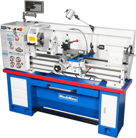MechMaxx 1440GV+dro Metal Lathe 14 x 40" Industrial Variable Speed DRO Gunsmith Gearhead Precision Turning Drilling Belt Drive New