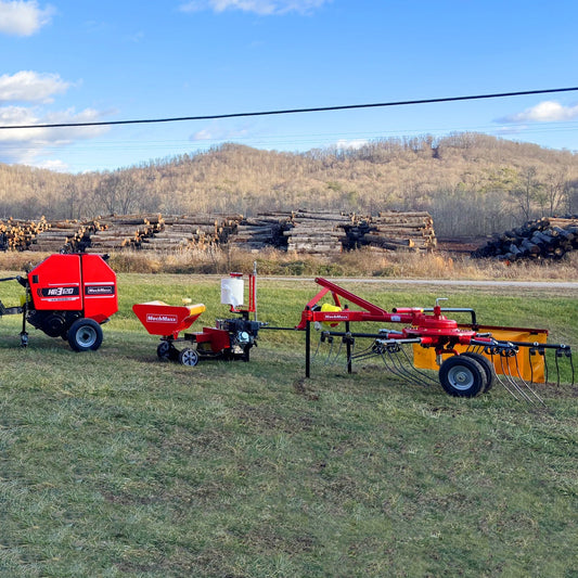 MechMaxx HB3120, HW20, HT100 Hay Equipment Bundles Hay Baler Hay Wrapper Hay Rake Tedder Bundle New