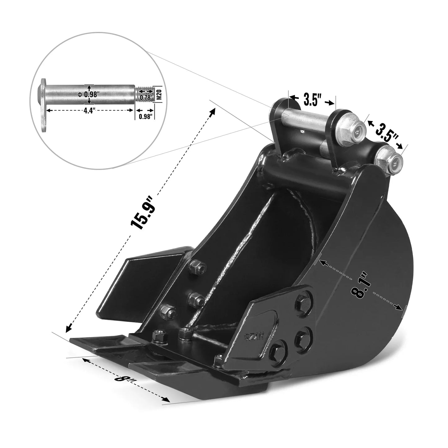 MechMaxx 150541 Mini Excavator Attachments 4-Piece Attachment Set for Mini Compact Excavator New