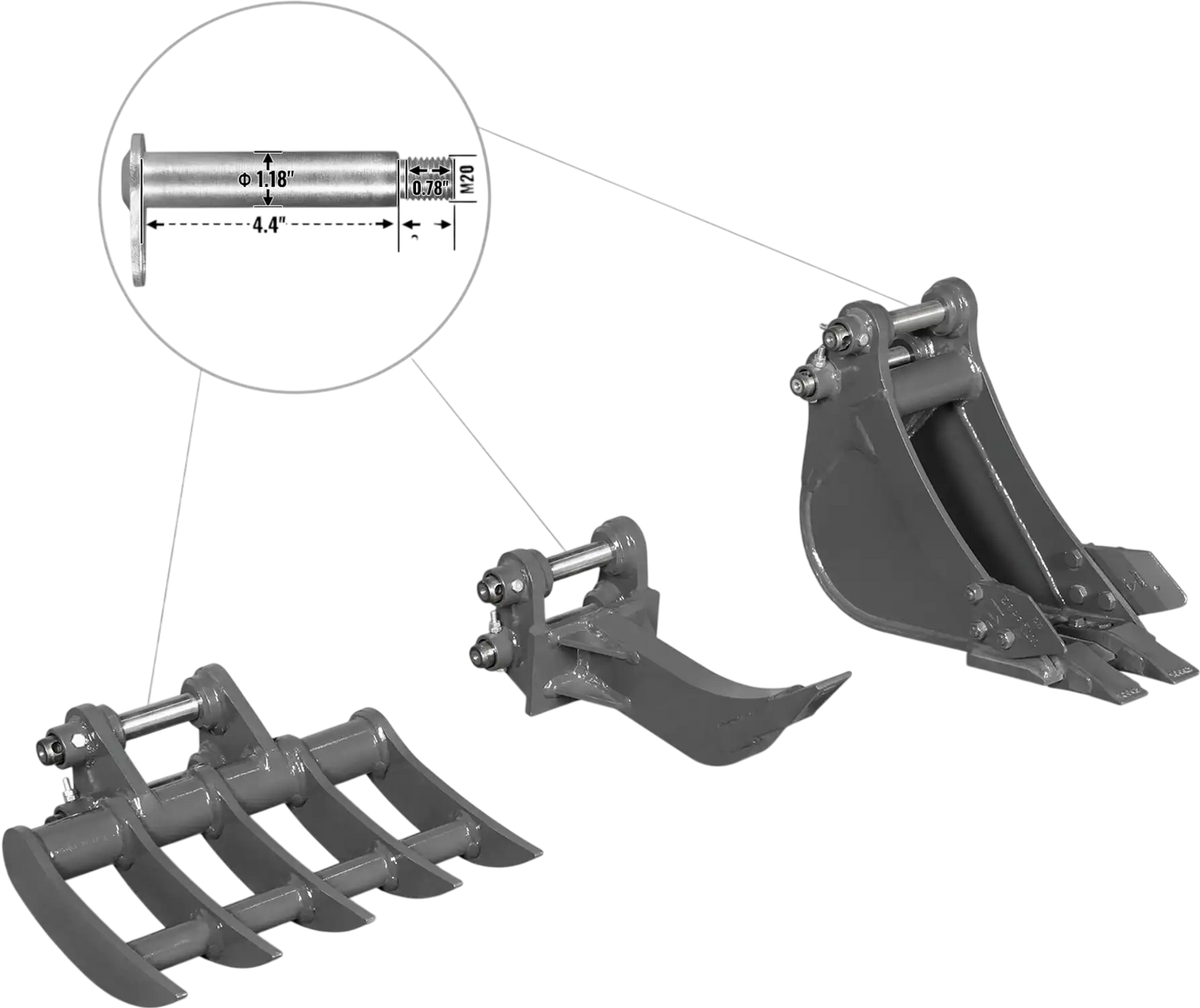 MechMaxx 150545 Mini Excavator Attachments Attachment Set for Mini Compact Excavator MEC17 MEC17PRO New