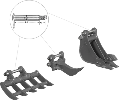 MechMaxx 150545 Mini Excavator Attachments Attachment Set for Mini Compact Excavator MEC17 MEC17PRO New