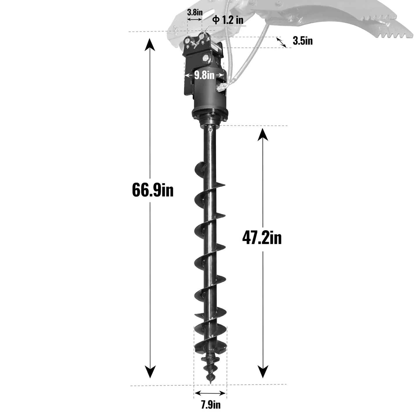 MechMaxx 150550 Auger Three-Rod for Mini Compact Excavator MEC17 MEC17PRO New