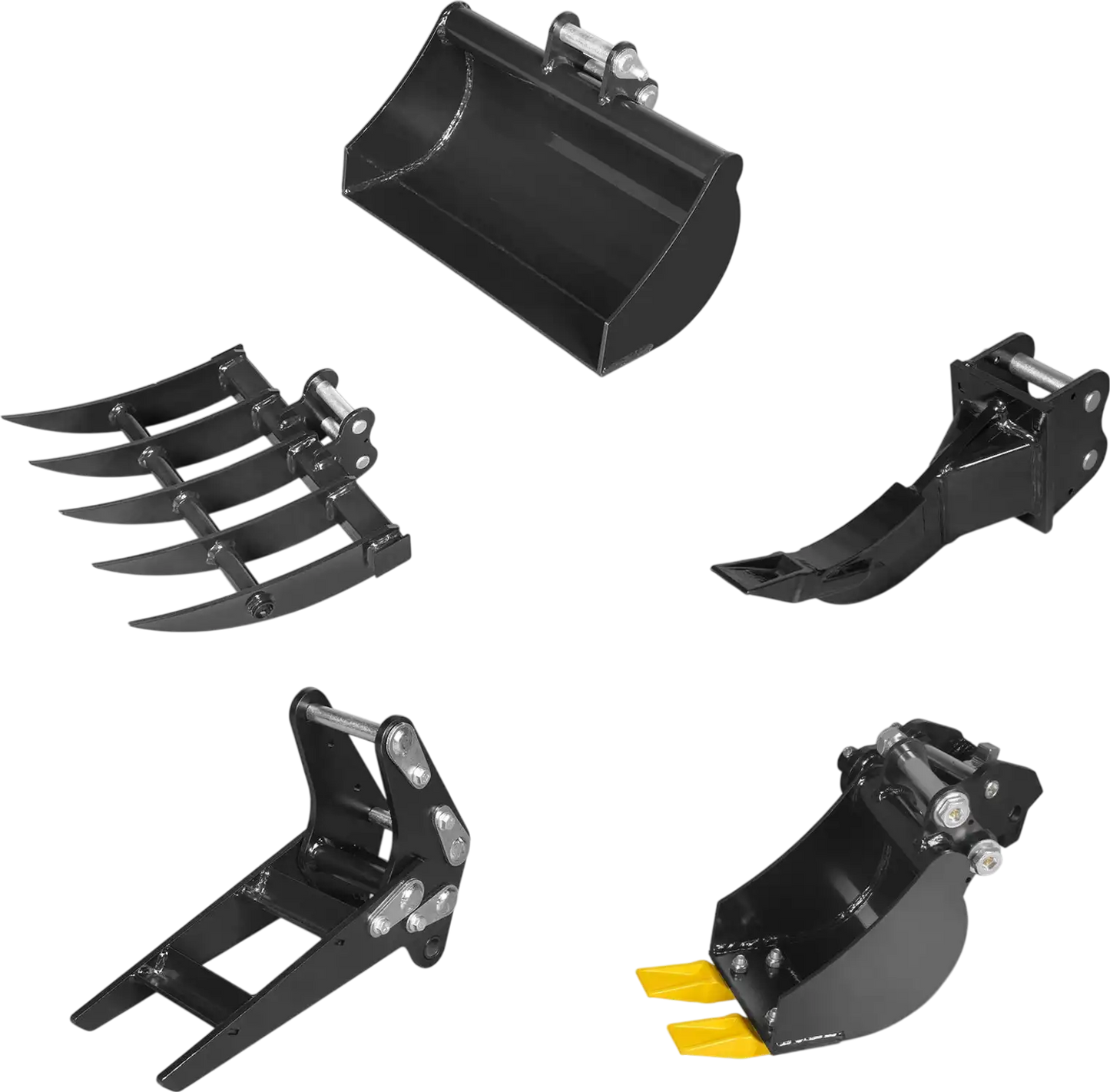 MechMaxx 150554 Mini Excavator Attachments 5-Piece Attachment Set for Mini Compact Excavator New