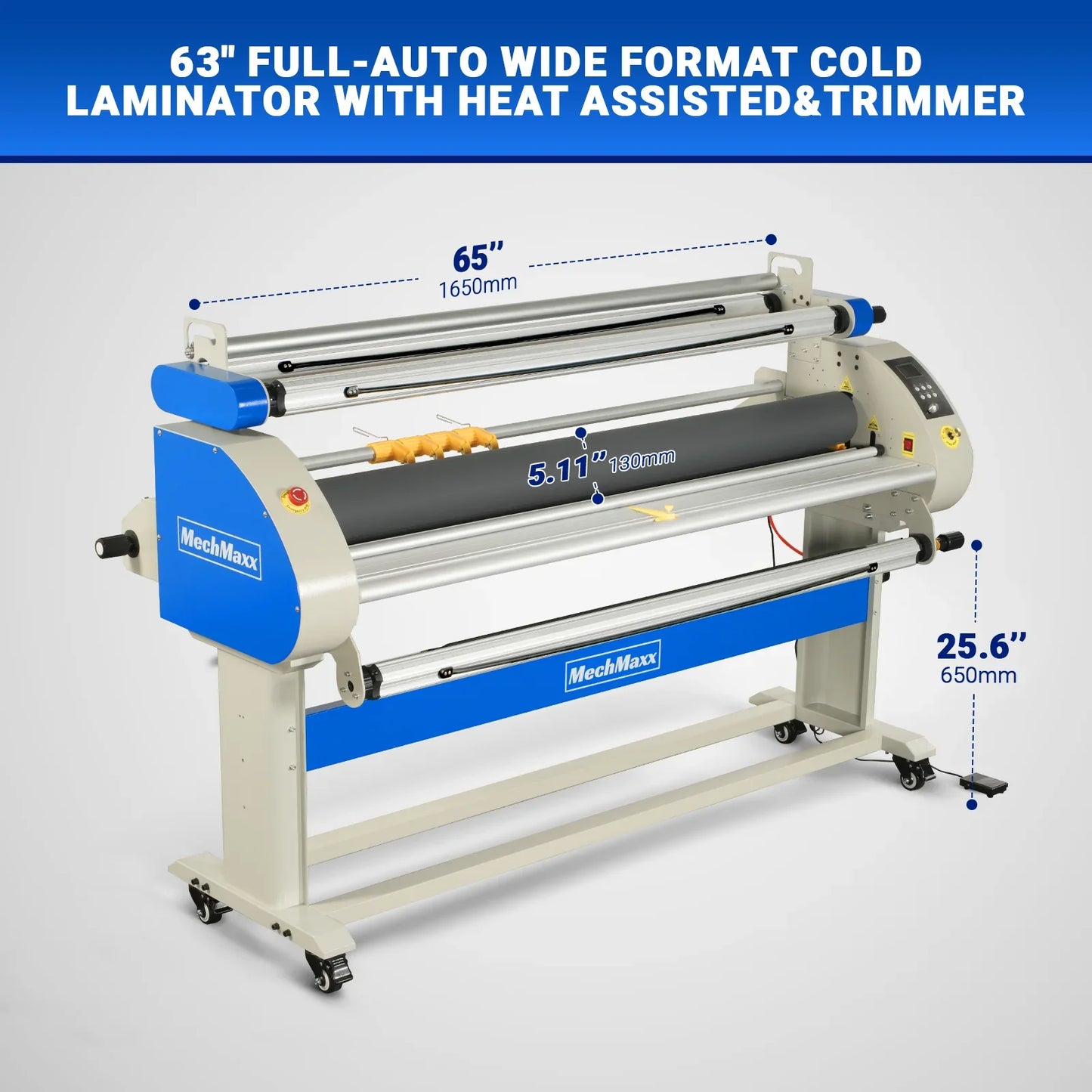 MechMaxx 1700-A3 Laminator 67" Wide Format Full Auto Cold & Heat Assisted Pneumatic Machine 4 Trimmers Digital Control New