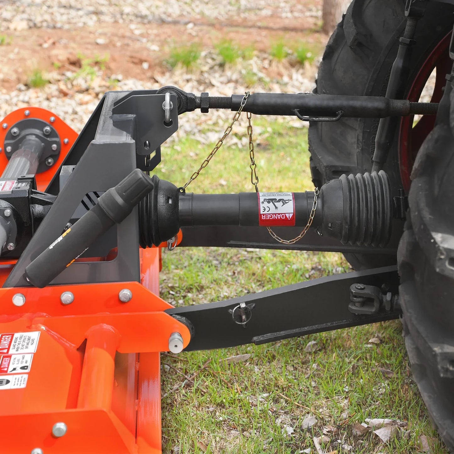 MechMaxx RSB48 Rotary Tiller 48" Stone Burier Reverse Rotary Tiller 3 Point Hitch Cat.1 Chain Drive PTO Shaft Included Slip Clutch 20-45 HP New
