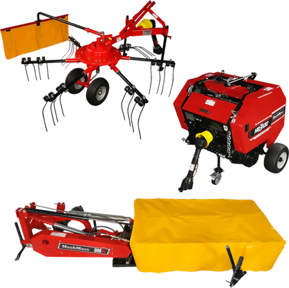 MechMaxx HB3120, HT100, DM6 Hay Equipment Bundle Hay Baler Hay Rake Tedder Disc Mower New