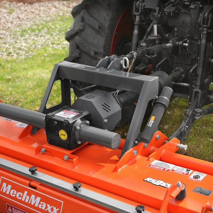 MechMaxx RSB65 Rotary Tiller 65" Stone Burier Reverse Rotary Tiller 3 Point Hitch Cat.1 Chain Drive PTO Shaft Included Slip Clutch 30-55 HP New
