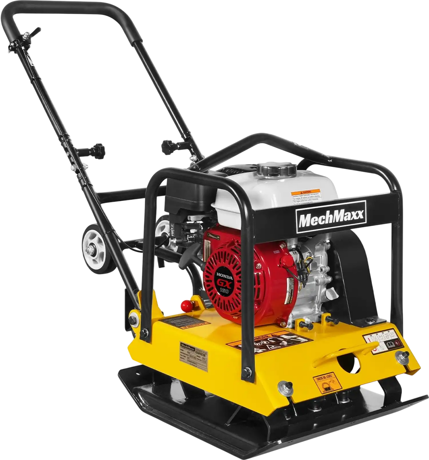 MechMaxx PC90H Plate Compactor Honda GX160 Vibratory with Wheel Kit 3600 lbs Centrifugal Force for Soil Gravel Asphalt Paver Base New