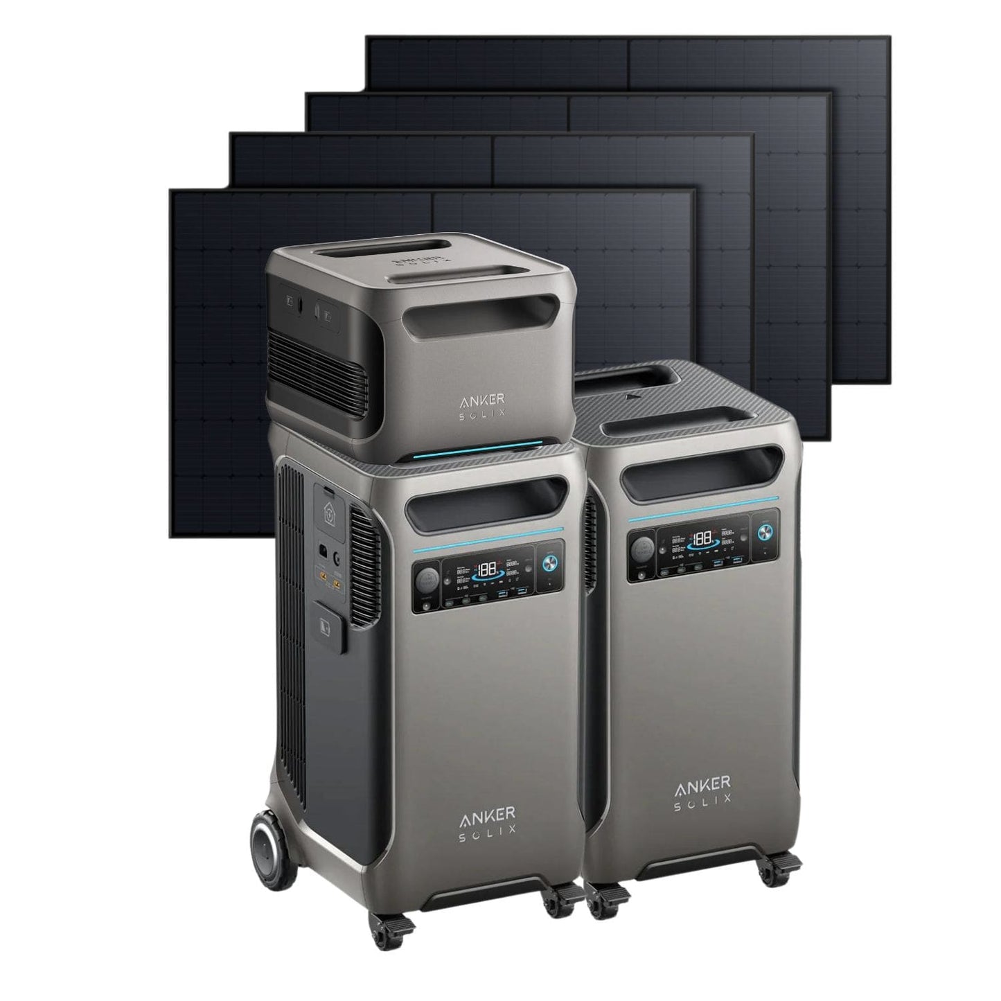 2 Anker SOLIX F3800 Portable Power Station with 1 x BP3800 Battery and 4 x 410W Rigid Solar Panels