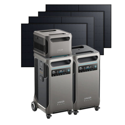 2 Anker SOLIX F3800 Portable Power Station with 1 x BP3800 Battery and 4 x 410W Rigid Solar Panels
