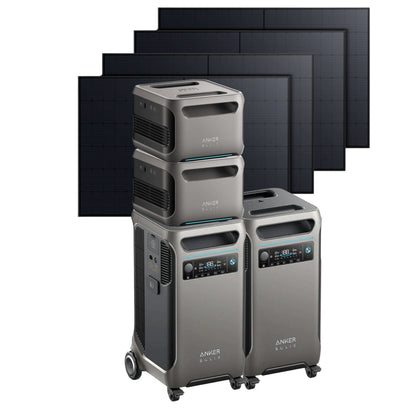 2 Anker SOLIX F3800 Portable Power Station with 2 x BP3800 Battery and 4 x 410W Rigid Solar Panels