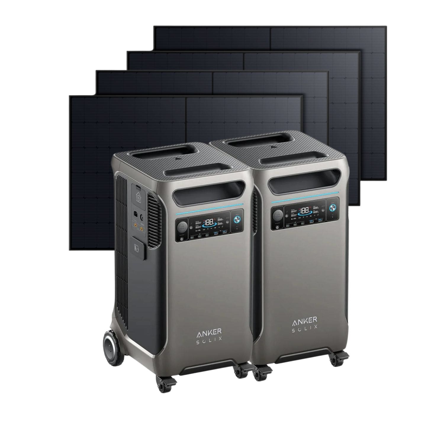 2 Anker SOLIX F3800 Portable Power Station with 4 x 410W Rigid Solar Panels