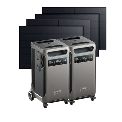 2 Anker SOLIX F3800 Portable Power Station with 4 x 410W Rigid Solar Panels