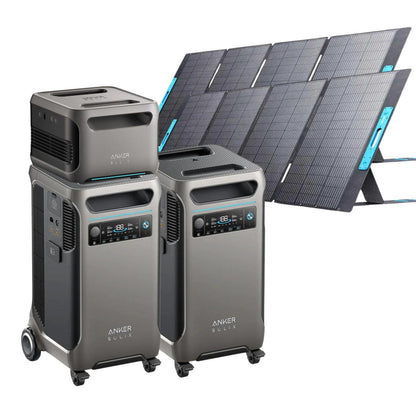 2 Anker SOLIX F3800 with 1 Expansion Battery and 2 400W Solar Panels