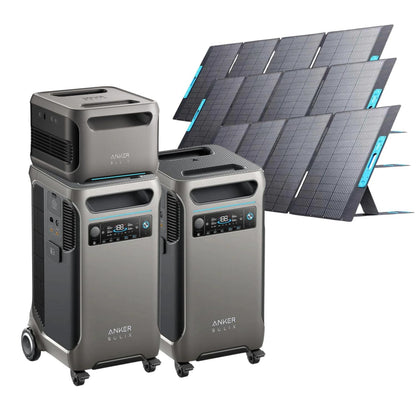 2 Anker SOLIX F3800 with 1 Expansion Battery and 3 400W Solar Panels
