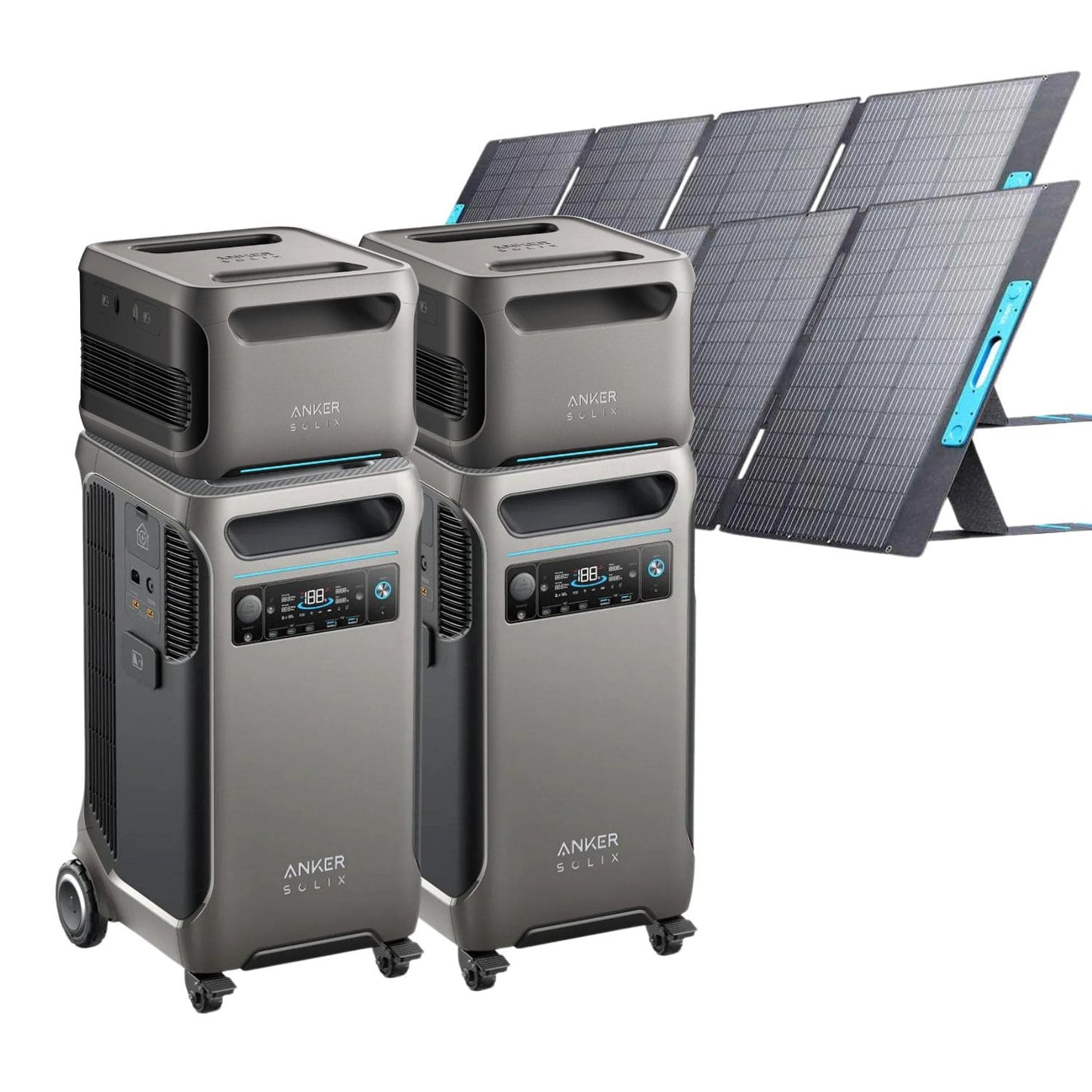 2 Anker SOLIX F3800 with 2 Expansion Battery and 2 400W Solar Panels
