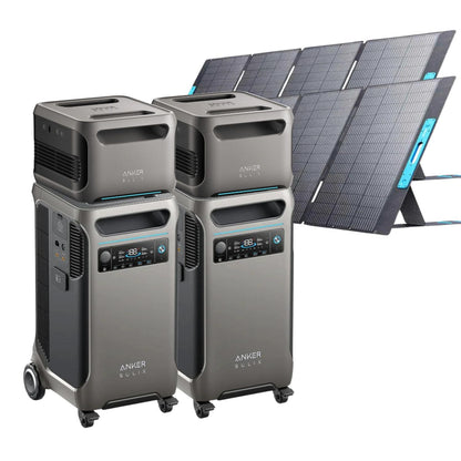 2 Anker SOLIX F3800 with 2 Expansion Battery and 2 400W Solar Panels