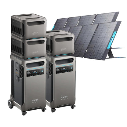 2 Anker SOLIX F3800 with 3 Expansion Battery and 2 400W Solar Panels